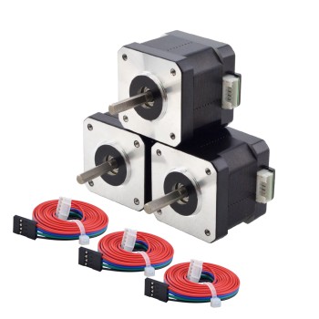 3uds E Series Nema 17 Bipolar 42Ncm(59.49oz.in) 1.5A 42x42x38mm 4 Hilos con 1m de Cable y Conector