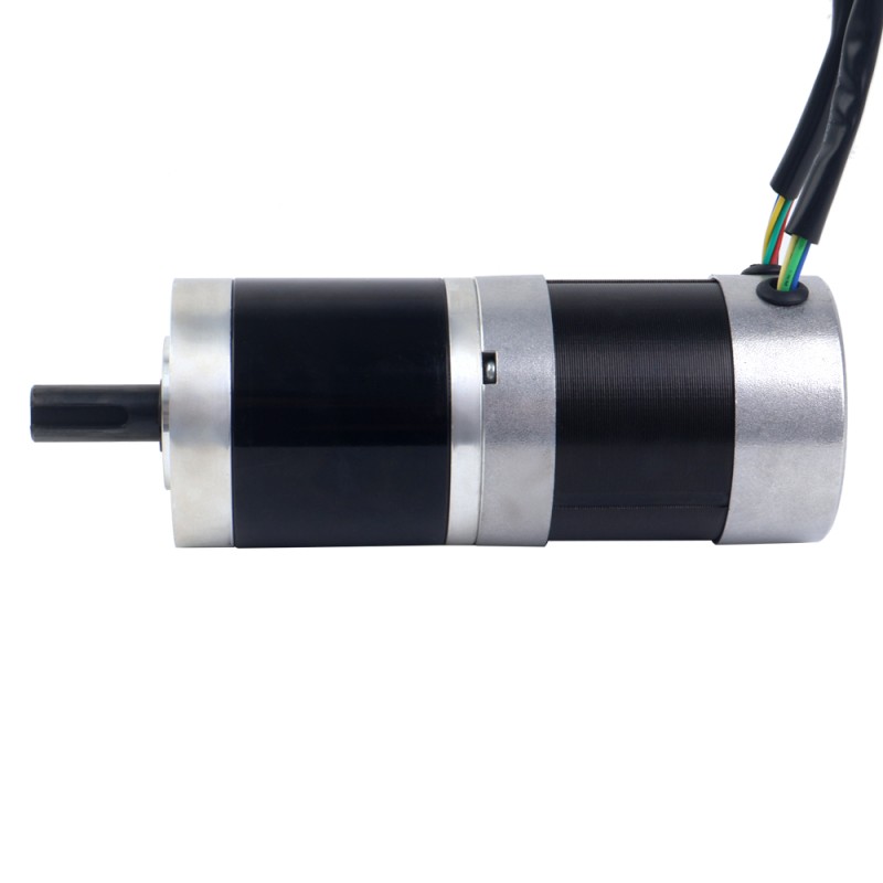 Motor BLDC con engranaje redondo de 24V y 101W, caja de cambios planetaria redonda de 20,00Nm(2832,23oz.in) 100:1 - 57BYA74-24-01-PG100 | StepperOnline