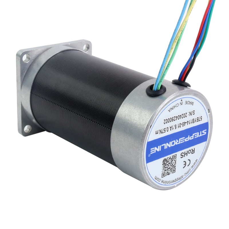 Motor BLDC, 48V, 3000RPM, 0,57Nm, 179W, 5,10A, 57x57x113,5mm - 57BYB114-48-01 | StepperOnline