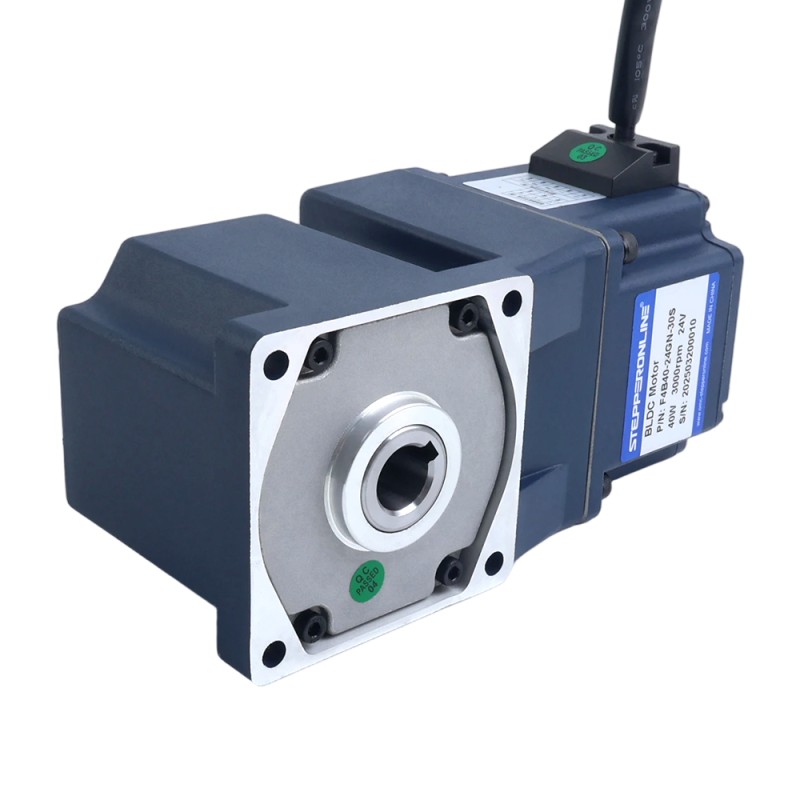 Motor BLDC con engranaje de 24V, 40W, 60RPM, 4,59Nm(650,34oz.in), Caja de cambios de ángulo recto 50:1 - F4B40-24GN-30S/4GN50RC | StepperOnline AU