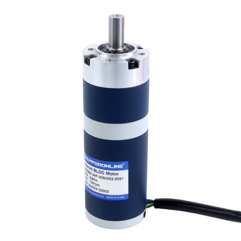 24V 60W 120RPM Motor DC sin Escobillas con Caja Reductora 3,80Nm(538,12oz.in) 25:1 Caja Planetaria - M52B60-24P-30S/G52-25S1 | StepperOnline