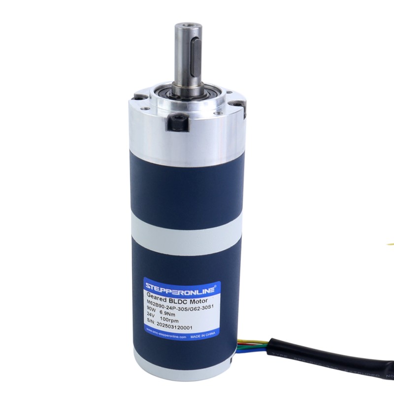 24V 90W 100RPM Motor DC sin Escobillas con Caja Reductora 6,90Nm(977,12oz.in) 30:1 Caja Planetaria - M62B90-24P-30S/G62-30S1 | StepperOnline