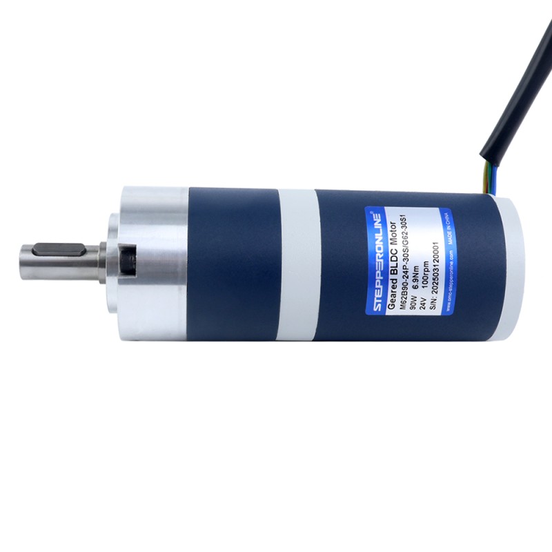 24V 90W 100RPM Motor DC sin Escobillas con Caja Reductora 6,90Nm(977,12oz.in) 30:1 Caja Planetaria - M62B90-24P-30S/G62-30S1 | StepperOnline