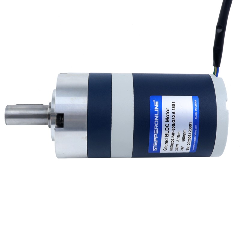 24V 200W 560RPM Motor DC sin Escobillas con Caja Reductora 3,10Nm(439,00oz.in) 5,36:1 Caja Planetaria - M82B200-24P-30S/G82-5.36S1 | StepperOnline
