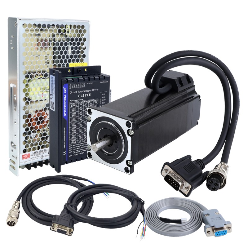 Kit de motor paso a paso de lazo cerrado TES Serie 1 Eje 3,0Nm(424,83oz.in) Nema 23 con driver CL57TE y fuente de alimentación - 1-CLTES30A | StepperOnline