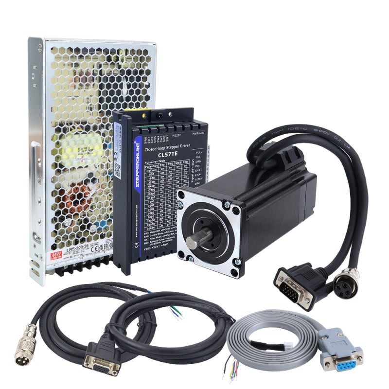 Kit de motor paso a paso de lazo cerrado TES Serie 1 Eje 4,0Nm(566,56oz.in) Nema 24 con driver CL57TE y fuente de alimentación - 1-CLTES40 | StepperOnline