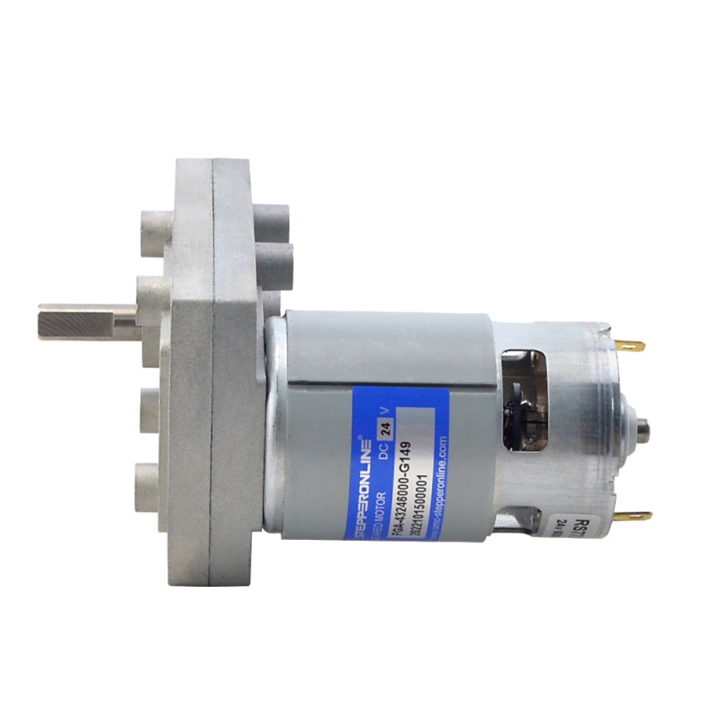 Motor de engranajes cepillado de 24V CC 100kg.cm/32RPM con caja de engranajes de dientes rectos rectangulares de 149:1