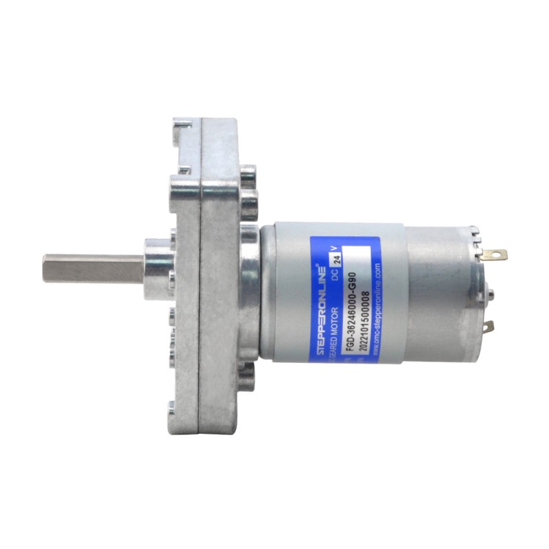 Motorreductor cepillado de 24V CC 20kg.cm/55RPM con caja de cambios de dientes rectos rectangular 90:1