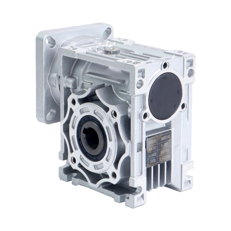 50:1 Caja de engranajes helicoidales NMRV40 14mm Diámetro del eje de entrada - NMRV40-G50-D14 | StepperOnline