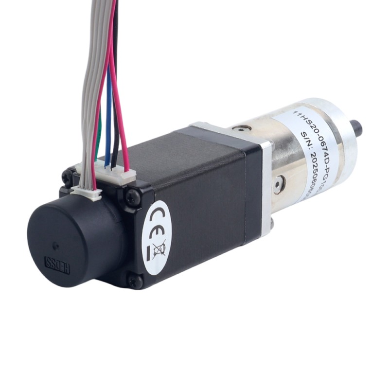 Paso a paso con transmisión de circuito cerrado Nema 11 L=51 mm Gear Raio 100:1 Codificador 300PPR - 11HS20-0674D-PG100-E22-300 | StepperOnline