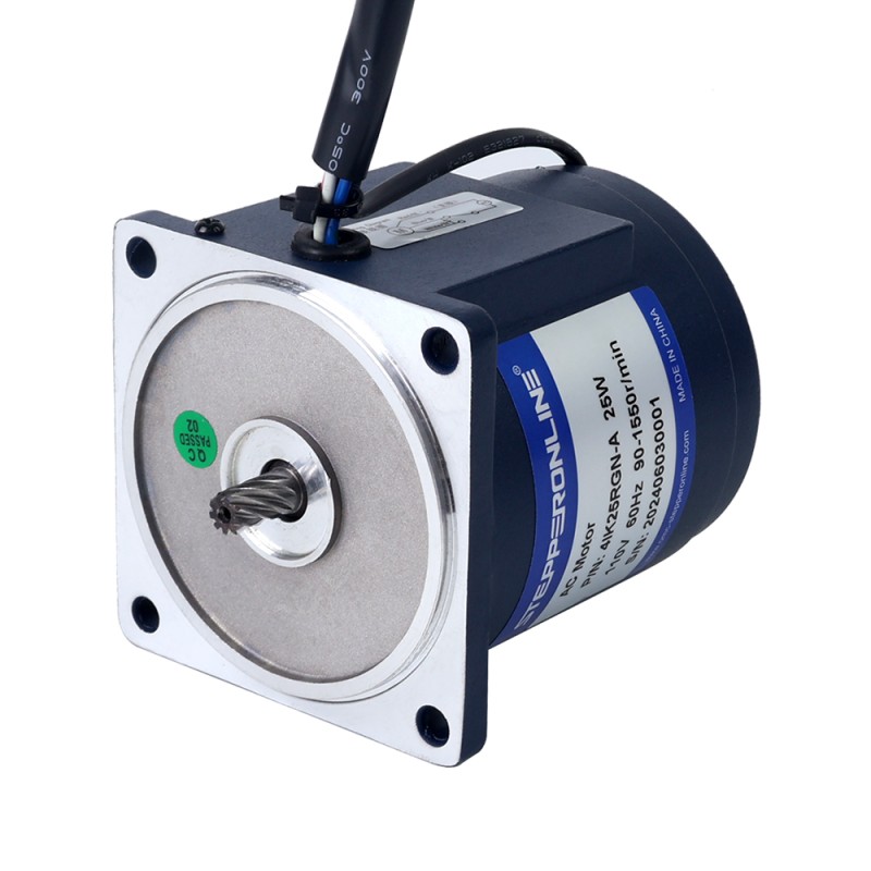 25W 110VAC 60Hz 0,5-8,61RPM 16,00Nm(2265,76oz.in) Brida 80mm Motor de velocidad variable de CA monofásico con caja de cambios en ángulo recto - 4IK25RGN-A/4GN180RT | StepperOnline