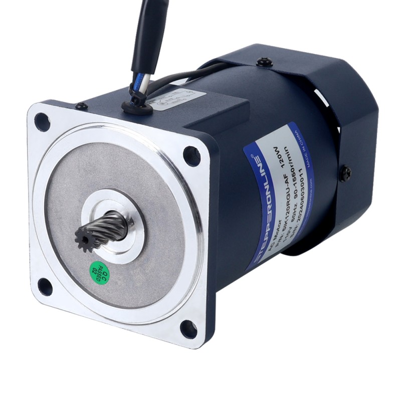 120W 110VAC 60Hz 0,9-15,5RPM 40,00Nm(5664,4oz.in) Brida 90mm Motor de velocidad variable de CA monofásico con caja de cambios en ángulo recto - 5IK120RGU-AF/5GU100RT | StepperOnline