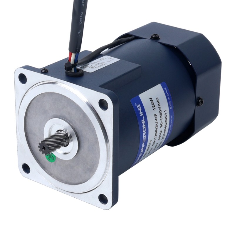 120W 220VAC 50Hz 4,5-67,5RPM 12,00Nm(1699,32oz.in) Brida 90mm Motor de velocidad variable de CA monofásico con caja de cambios en ángulo recto - 5IK120RGU-CF/5GU20RC | StepperOnline