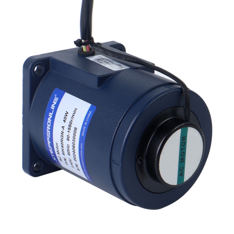 40W 110VAC 60Hz 1,8-31RPM 7,61Nm(1077,66oz.in) Brida 90mm Motor de velocidad variable de CA monofásico con caja de cambios rectos - 5IK40RGN-A/5GN50K | StepperOnline
