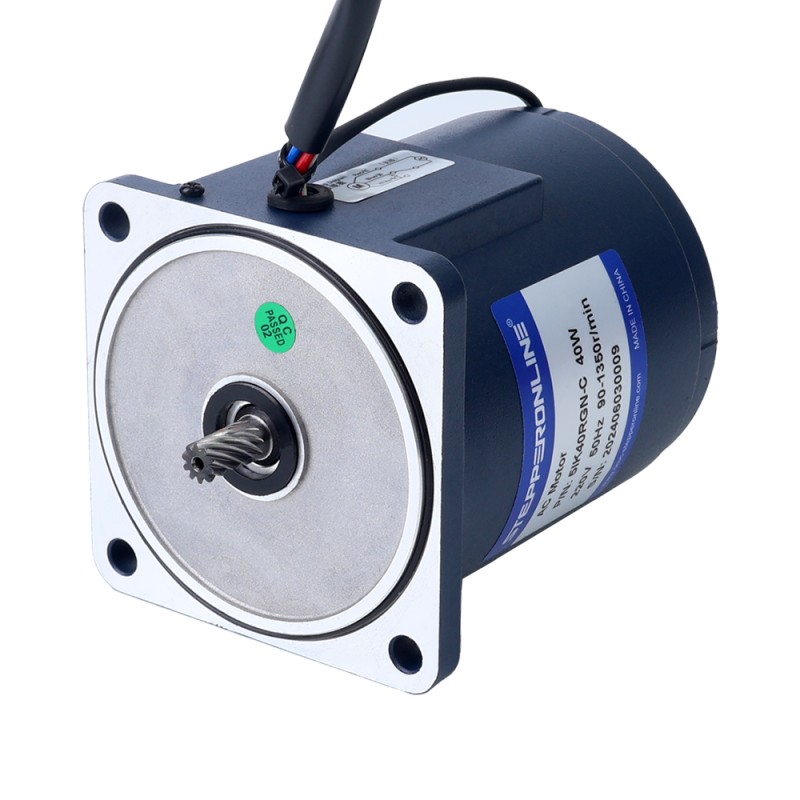 40W 220VAC 50Hz 3-45RPM 6,43Nm(910,56oz.in) Brida 90mm Motor de velocidad variable de CA monofásico con caja de cambios rectos - 5IK40RGN-C/5GN30K | StepperOnline