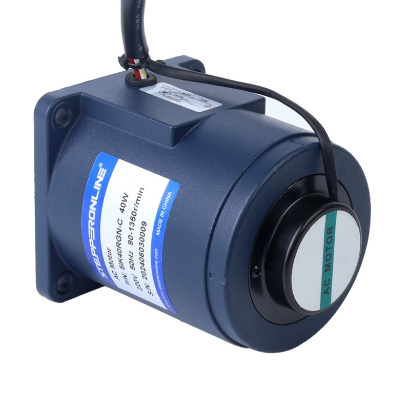 40W 220VAC 50Hz 3-45RPM 6,43Nm(910,56oz.in) Brida 90mm Motor de velocidad variable de CA monofásico con caja de cambios rectos - 5IK40RGN-C/5GN30K | StepperOnline