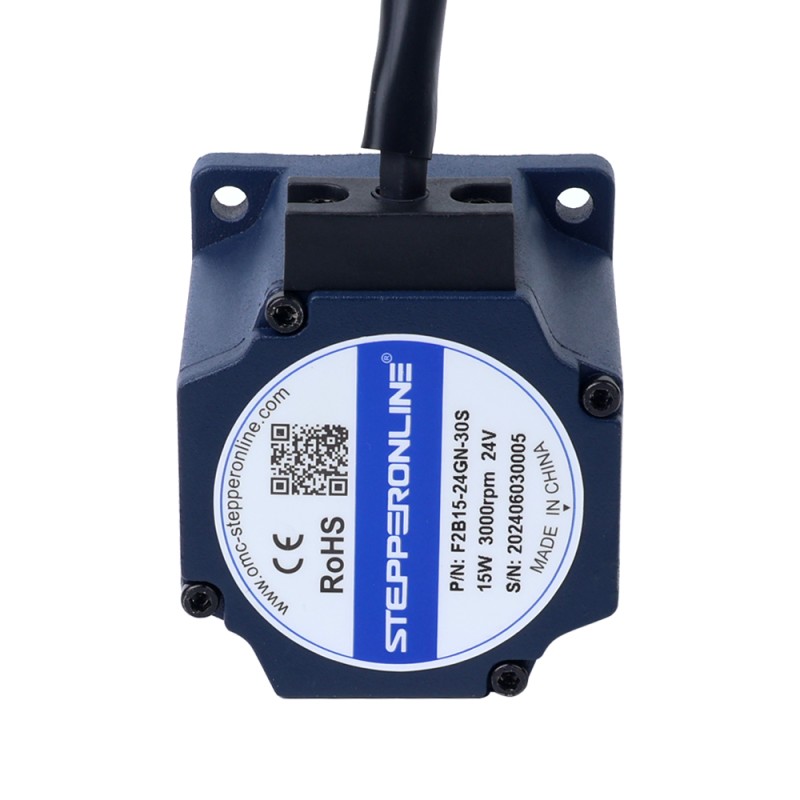 Motor CC sin escobillas con engranaje de 24V 15W 100RPM 1,05Nm(148,69oz.in) Caja de engranajes rectos 30:1 - F2B15-24GN-30S/2GN30K | StepperOnline