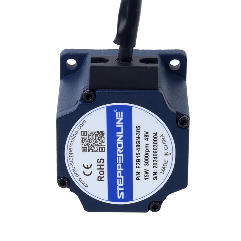 Motor CC sin escobillas con engranaje de 48V 15W 30RPM 3,00Nm(424,84oz.in) Caja de engranajes rectos 100:1 - F2B15-48GN-30S/2GN100K | StepperOnline