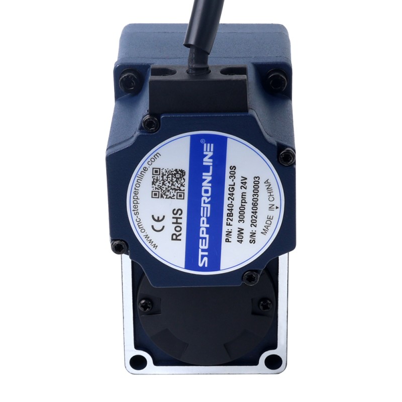 Motor CC sin escobillas con engranaje de 24V 40W 100RPM 2,80Nm(396,51oz.in) 30:1 con caja de cambios de eje hueco paralelo - F2B40-24GL-30S/2GL30RC | StepperOnline UK