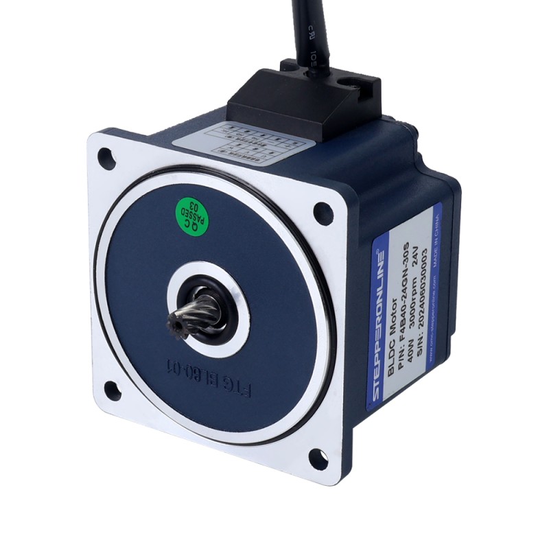Motor CC sin escobillas con engranaje de 24V 40W 150RPM 2,06Nm(291,72oz.in) Caja de engranajes rectos 20:1 - F4B40-24GN-30S/4GN20K | StepperOnline