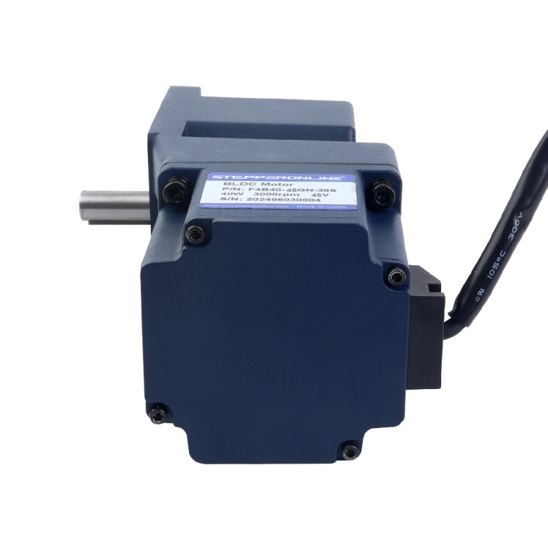 Motor BLDC con engranaje de 48V, 40W, 30RPM, 8,48Nm(1200,87oz.in), Caja de cambios de ángulo recto 100:1 - F4B40-48GN-30S/4GN100RT | StepperOnline