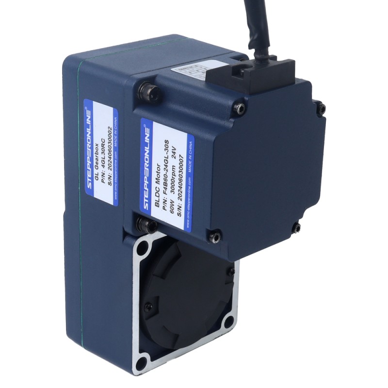 Motor CC sin escobillas con engranaje de 24V 60W 100RPM 4,20Nm(594,77oz.in) 30:1 con caja de cambios de eje hueco paralelo - F4B60-24GL-30S/4GL30RC | StepperOnline UK