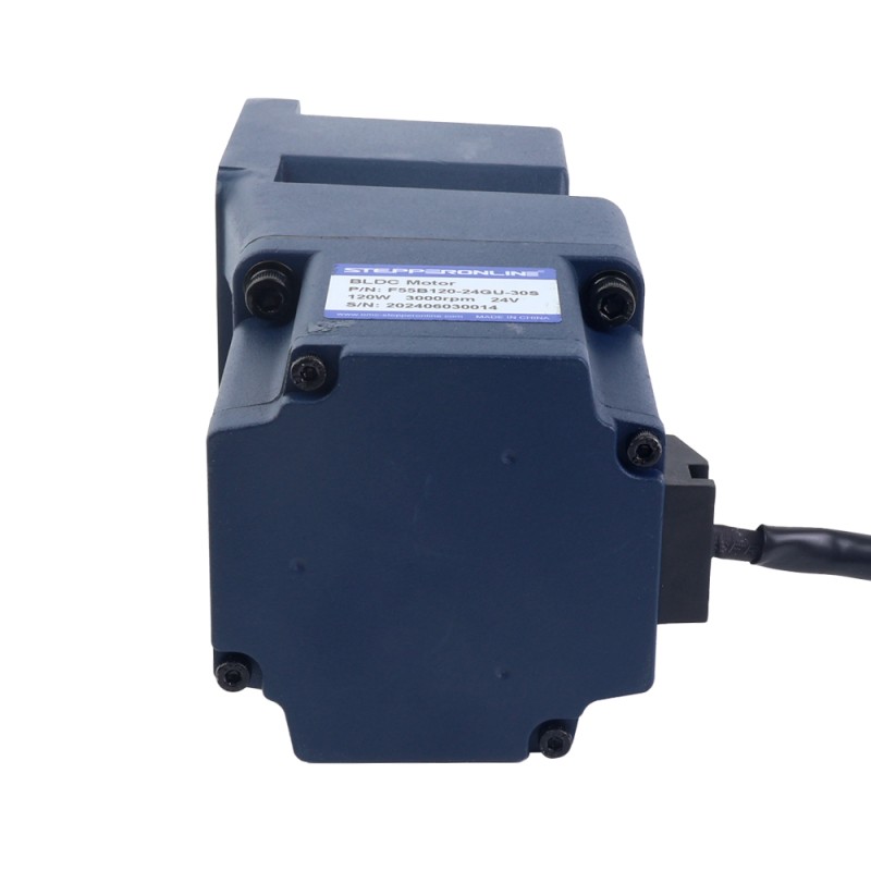 Motor BLDC con engranaje de 24V, 120W, 100RPM, 8,00Nm(1132,90oz.in), Caja de cambios de ángulo recto 30:1 - F55B120-24GU-30S/5GU30RC | StepperOnline