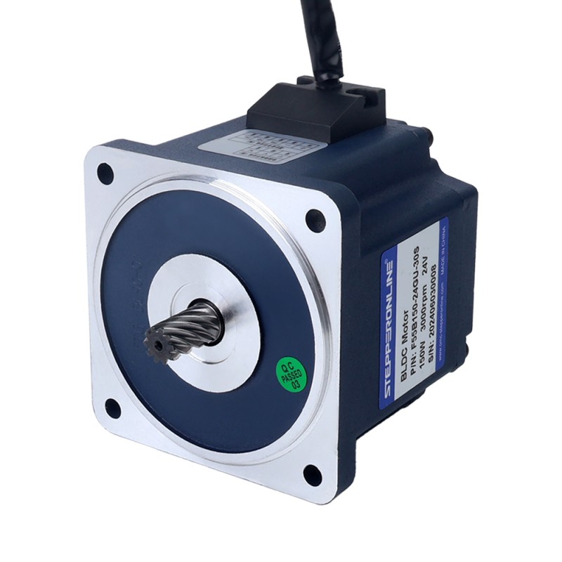 Motor CC sin escobillas con engranaje de 24V 150W 15RPM 20,00Nm(2832,24oz.in) Caja de engranajes rectos 200:1 - F55B150-24GU-30S/5GU200KB | StepperOnline