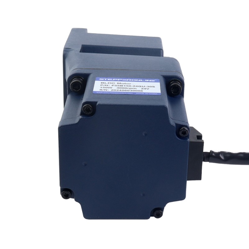 Motor BLDC con engranaje de 24V, 150W, 150RPM, 6,66Nm(943,00oz.in), Caja de cambios de ángulo recto 20:1 - F55B150-24GU-30S/5GU20RC | StepperOnline