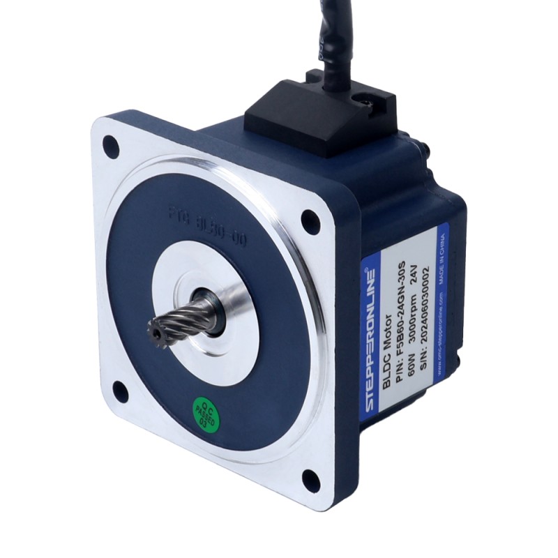 Motor CC sin escobillas con engranaje de 24V 60W 100RPM 4,18Nm(591,94oz.in) Caja de engranajes rectos 30:1 - F5B60-24GN-30S/5GN30K | StepperOnline