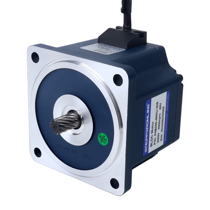 Motor CC sin escobillas con engranaje de 48V 200W 150RPM 8,40Nm(1189,54oz.in) Caja de engranajes rectos 20:1 - F6B200-48GU-30S/6GU20K | StepperOnline