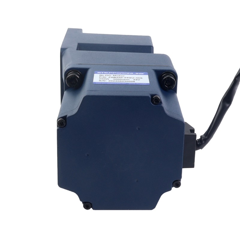 Motor BLDC con engranaje de 24V, 250W, 150RPM, 11,81Nm(1672,00oz.in), Caja de cambios de ángulo recto 20:1 - F6B250-24GU-30S/6GU20RC | StepperOnline
