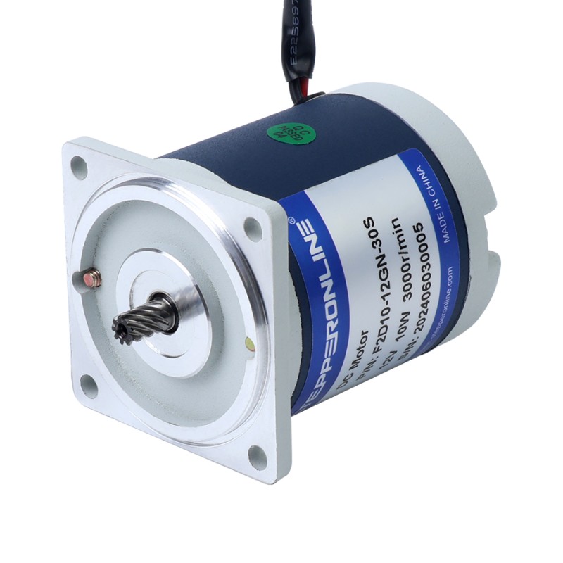 Cepillado 12V 10W 0,39Nm(55,23oz.in) 200RPM con motor de engranajes CC con caja de cambios rectos 15:1 - F2D10-12GN-30S/2GN15K | StepperOnline