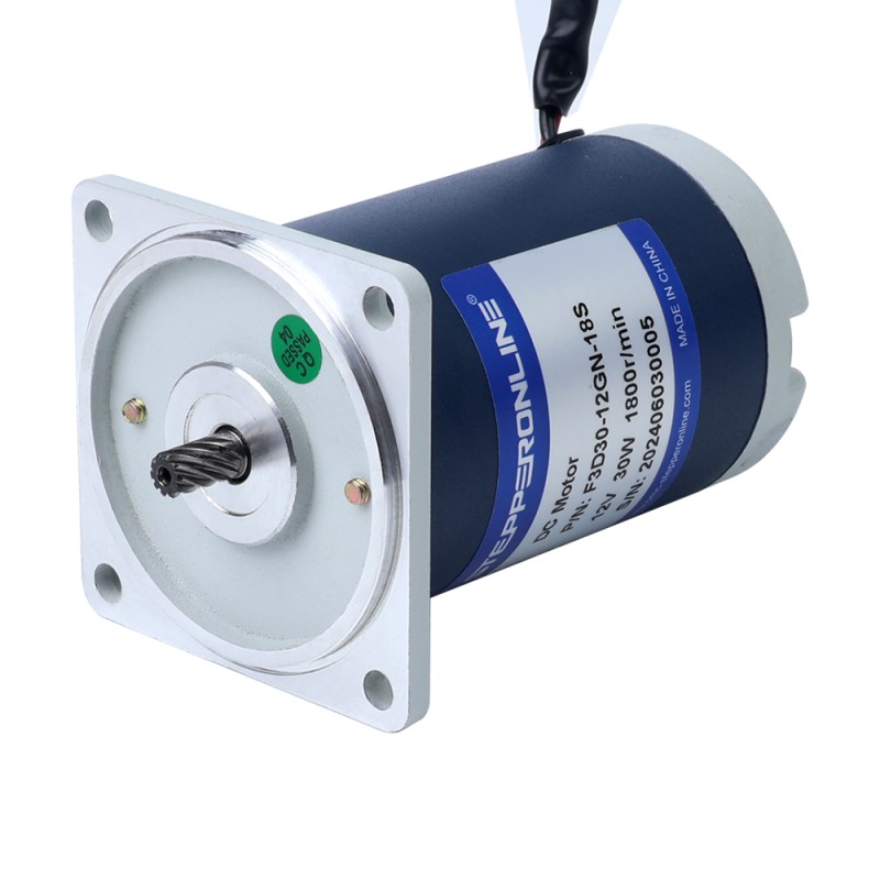 Cepillado 12V 30W 4,81Nm(681,15oz.in) 36RPM con motor de engranajes CC con caja de cambios rectos 50:1 - F3D30-12GN-18S/3GN50K | StepperOnline