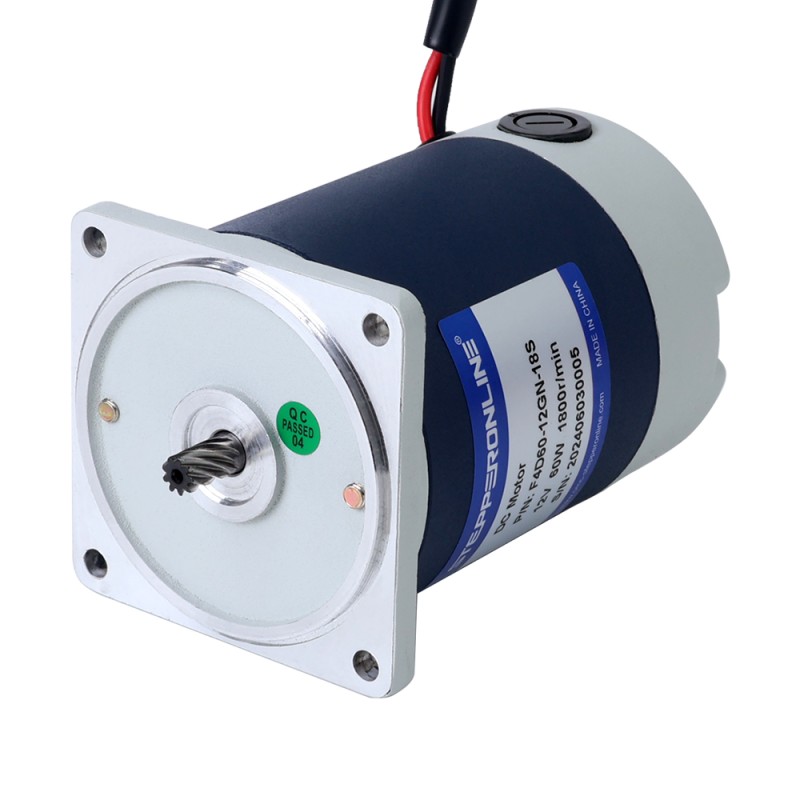 Cepillado 12V 60W 8,00Nm(1132,89oz.in) 36RPM con motor de engranajes CC con caja de cambios rectos 50:1 - F4D60-12GN-18S/4GN50K | StepperOnline