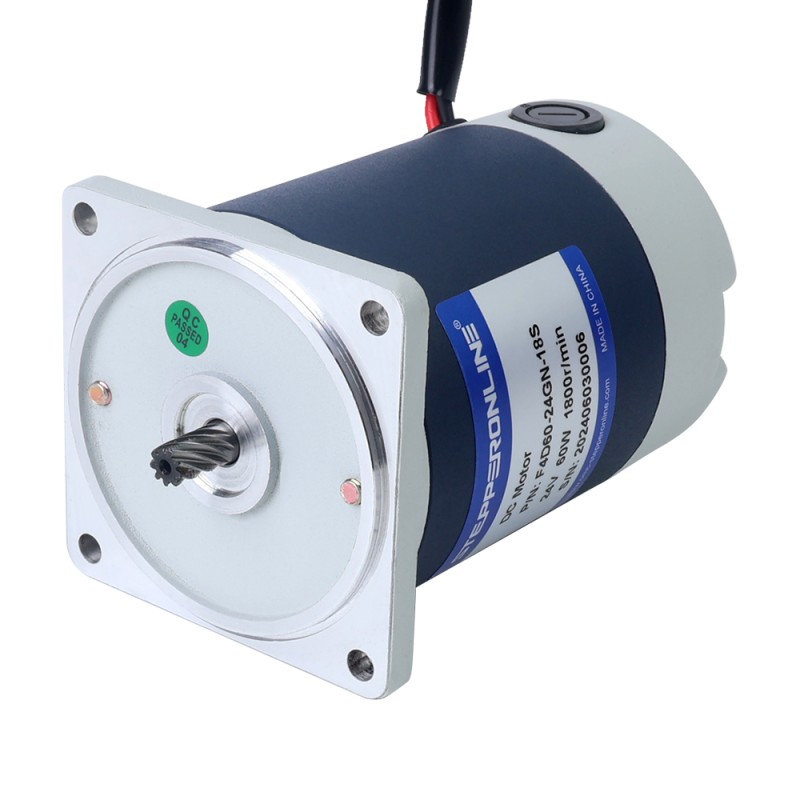 Cepillado 24V 60W 8,00Nm(1132,89oz.in) 36RPM con motor de engranajes CC con caja de cambios rectos 50:1 - F4D60-24GN-18S/4GN50K | StepperOnline