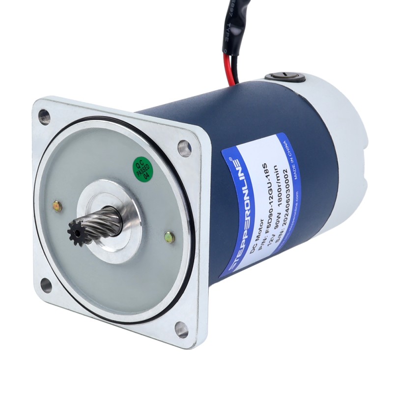 Cepillado 12V 90W 9,39Nm(1329,73oz.in) 60RPM con motor de engranajes CC con caja de cambios rectos 30:1 - F5D90-12GU-18S/5GU30KB | StepperOnline