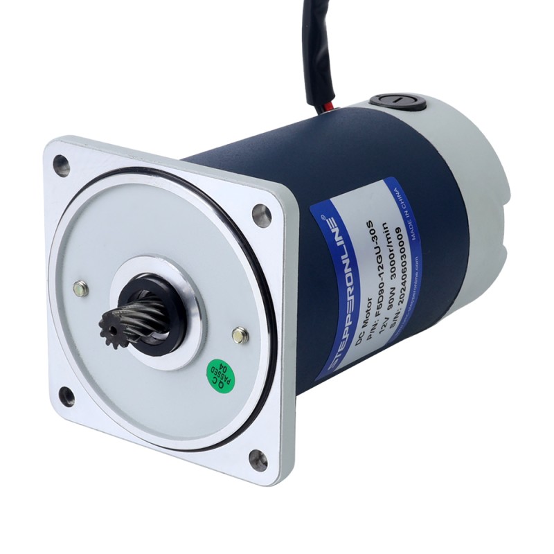 Cepillado 12V 90W 16,89Nm(2391,82oz.in) 30RPM con motor de engranajes CC con caja de cambios rectos 100:1 - F5D90-12GU-30S/5GU100KB | StepperOnline