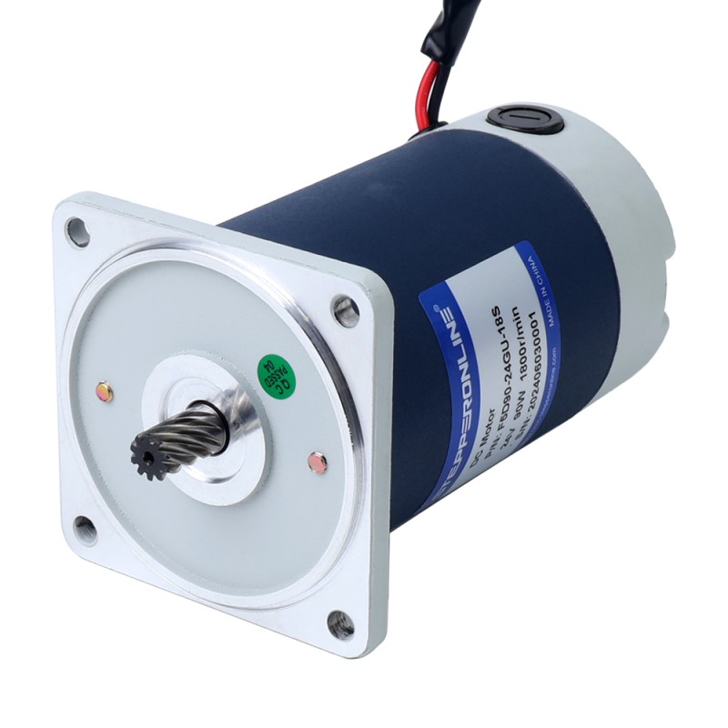 Cepillado 24V 90W 20,00Nm(2832,23oz.in) 9RPM con motor de engranajes CC con caja de cambios rectos 200:1 - F5D90-24GU-18S/5GU200KB | StepperOnline