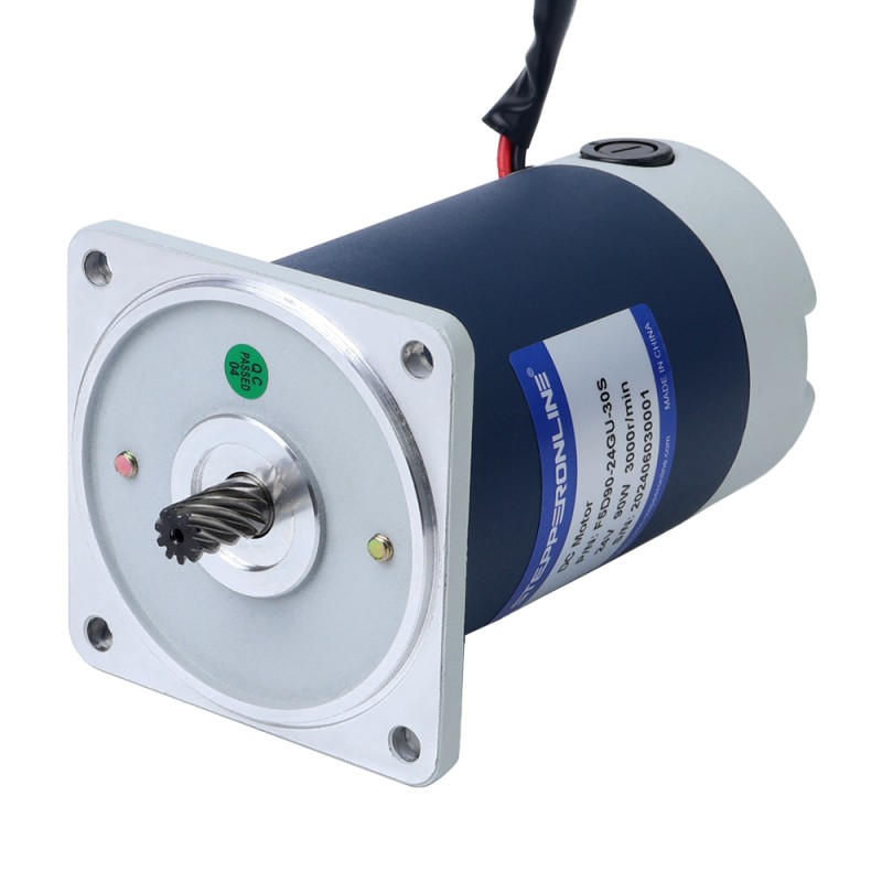 Cepillado 24V 90W 9,38Nm(1328,32oz.in) 60RPM con motor de engranajes CC con caja de cambios rectos 50:1 - F5D90-24GU-30S/5GU50KB | StepperOnline