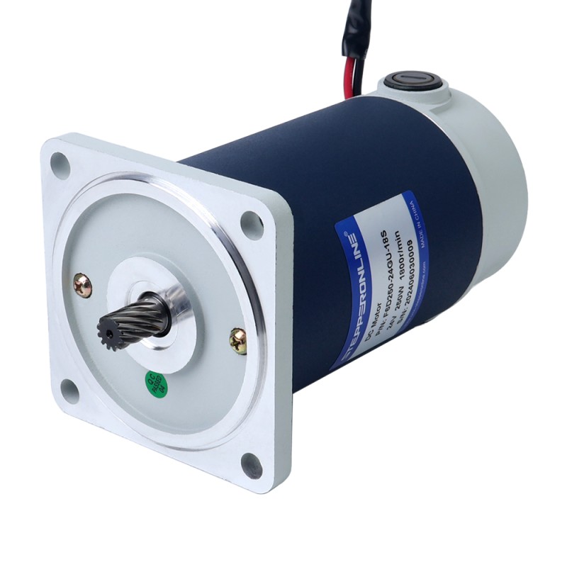 Cepillado 24V 250W 3,22Nm(455,99oz.in) 600RPM con motor de engranajes CC con caja de cambios rectos 3:1 - F6D250-24GU-18S/6GU3K | StepperOnline