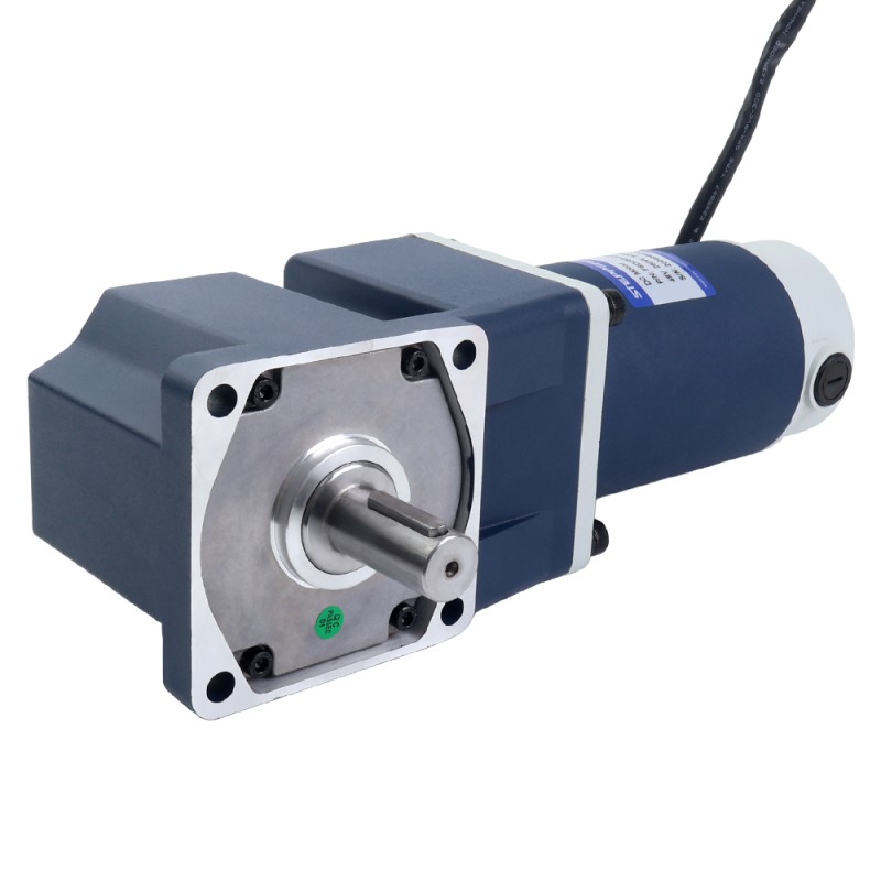 Cepillado 24V 250W 19,69Nm(2788,34oz.in) 90RPM con motor de engranaje de CC con caja de cambios de ángulo recto 20:1 - F6D250-24GU-18S/6GU20RT | StepperOnline