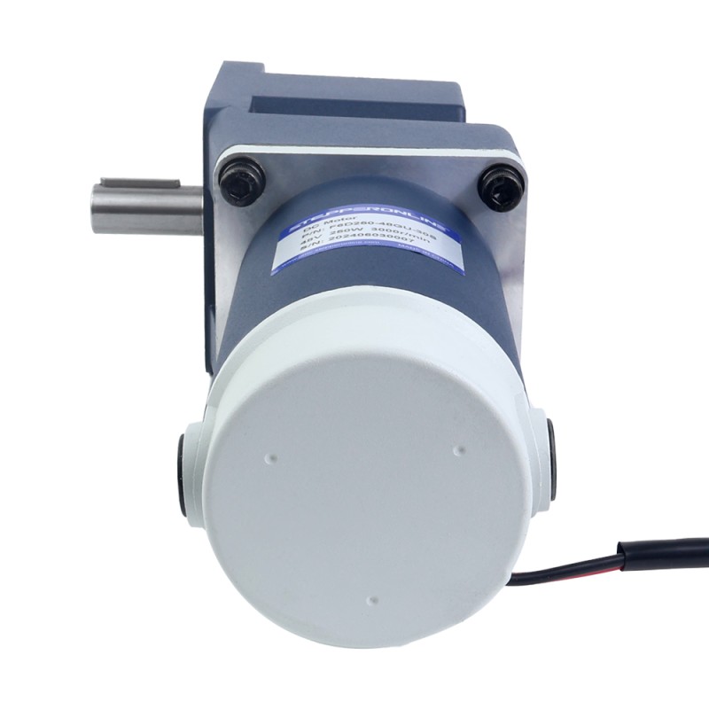 Cepillado 24V 250W 19,69Nm(2788,34oz.in) 90RPM con motor de engranaje de CC con caja de cambios de ángulo recto 20:1 - F6D250-24GU-18S/6GU20RT | StepperOnline