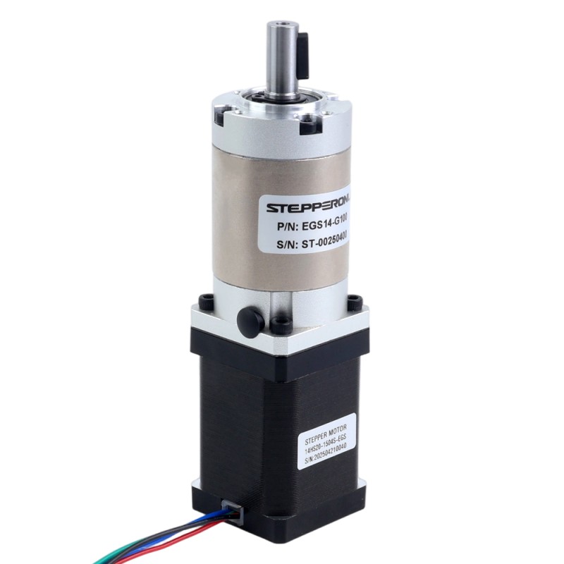 Motor paso a paso Nema 14 bipolar L=52mm w/ con caja de cambios planetaria serie EG relación de reducción 100:1 - 14HS20-1504S-EGS100 | StepperOnline