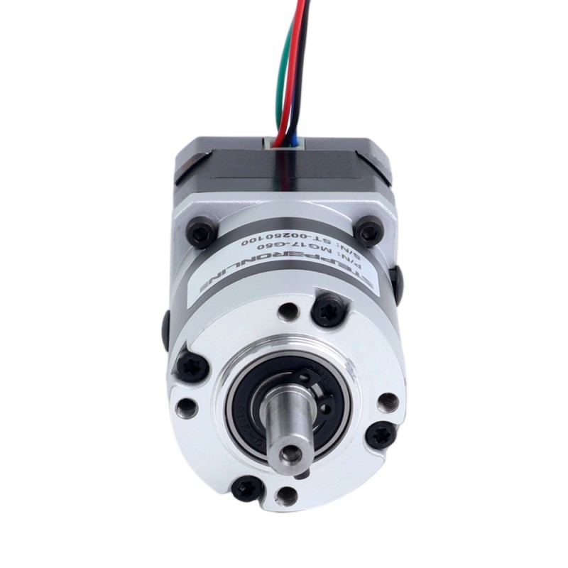 Motor paso a paso Nema 17 bipolar L=34mm w/ con caja de cambios planetaria serie MG relación de reducción 100:1 - 17HS13-0404S-MG100 | StepperOnline