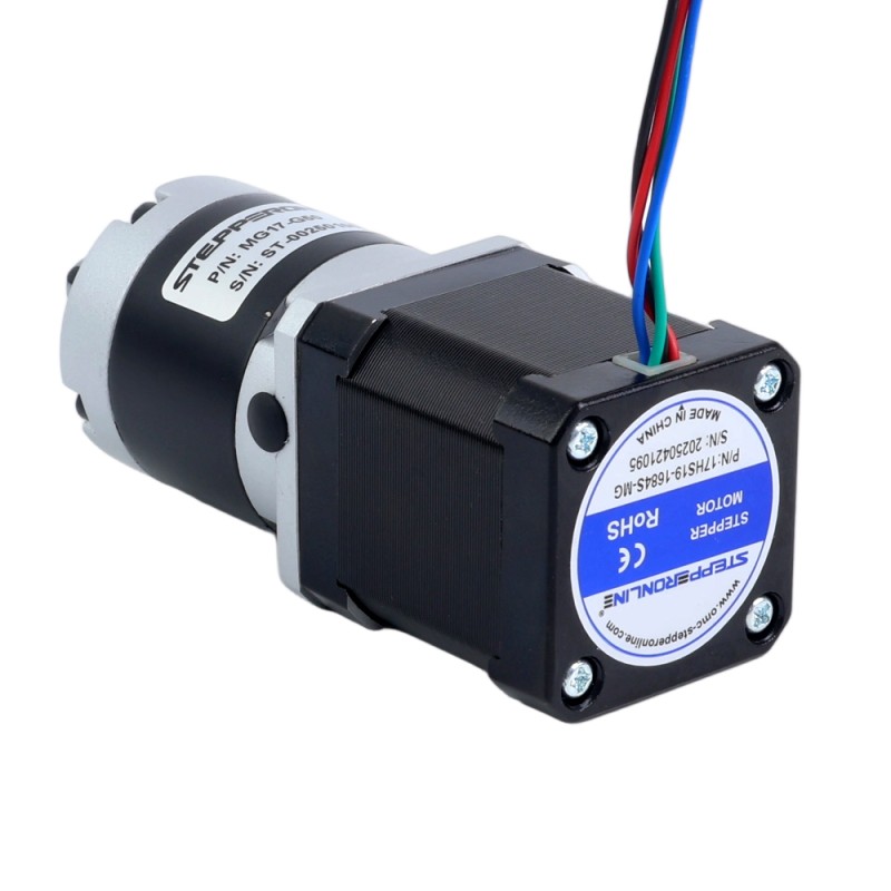 Motor paso a paso Nema 17 bipolar L=48mm w/ con caja de cambios planetaria serie MG relación de reducción 100:1 - 17HS19-1684S-MG100 | StepperOnline