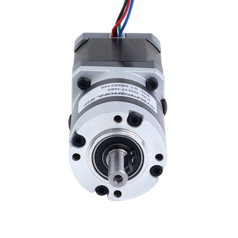 Motor paso a paso Nema 17 bipolar L=48mm w/ con caja de cambios planetaria serie MG relación de reducción 100:1 - 17HS19-1684S-MG100 | StepperOnline