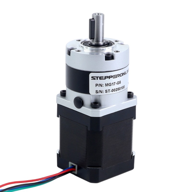 Motor paso a paso Nema 17 bipolar L=48mm w/ con caja de cambios planetaria serie MG relación de reducción 5:1 - 17HS19-1684S-MG5 | StepperOnline