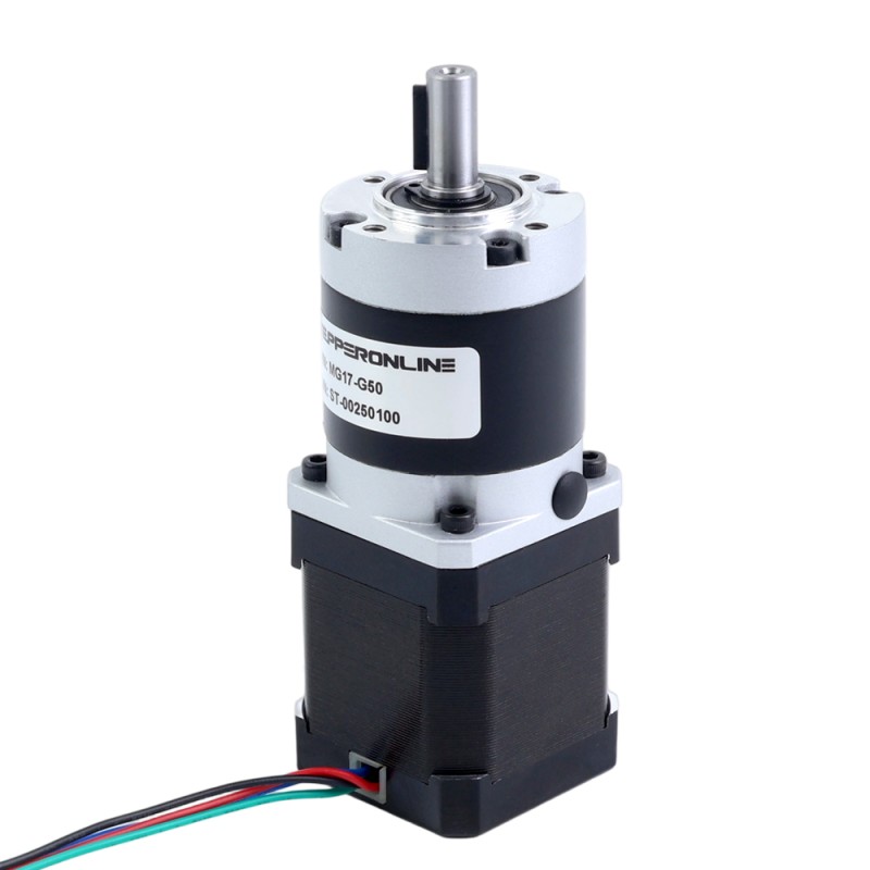 Motor paso a paso Nema 17 bipolar L=48mm w/ con caja de cambios planetaria serie MG relación de reducción 50:1 - 17HS19-1684S-MG50 | StepperOnline