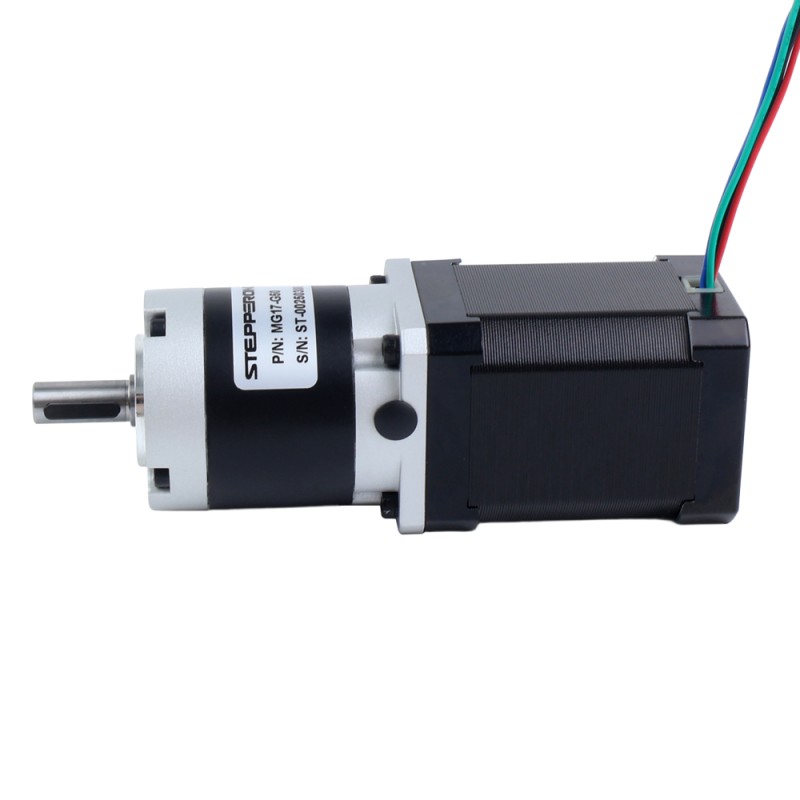 Motor paso a paso Nema 17 bipolar L=60mm w/ con caja de cambios planetaria serie MG relación de reducción 50 - 17HS24-2104S-MG50 | StepperOnline